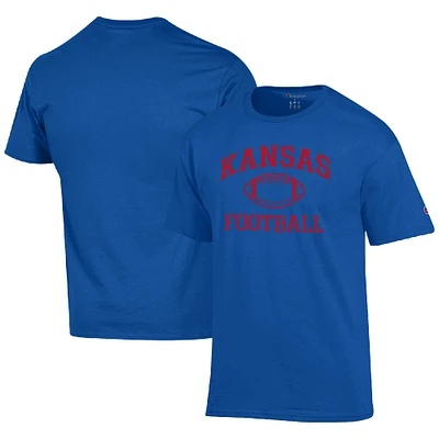 Men's Champion Royal Kansas Jayhawks Football Icon  T-Shirt
