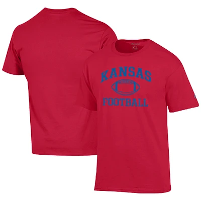 Men's Champion Red Kansas Jayhawks Football Icon  T-Shirt