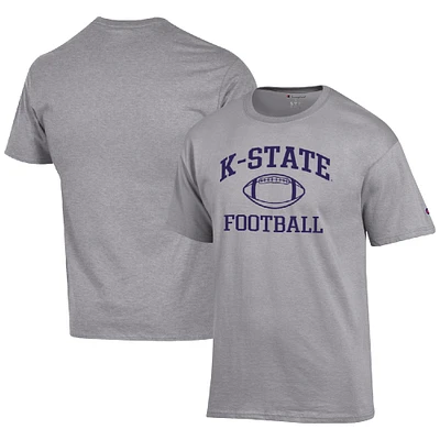 Men's Champion Heather Gray Kansas State Wildcats Football Icon T-Shirt