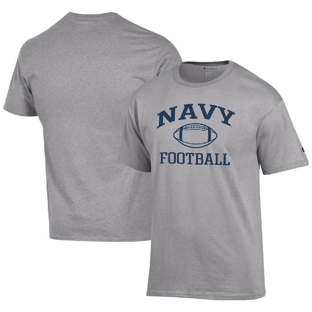 Men's Champion Heather Gray Navy Midshipmen Football Icon T-Shirt