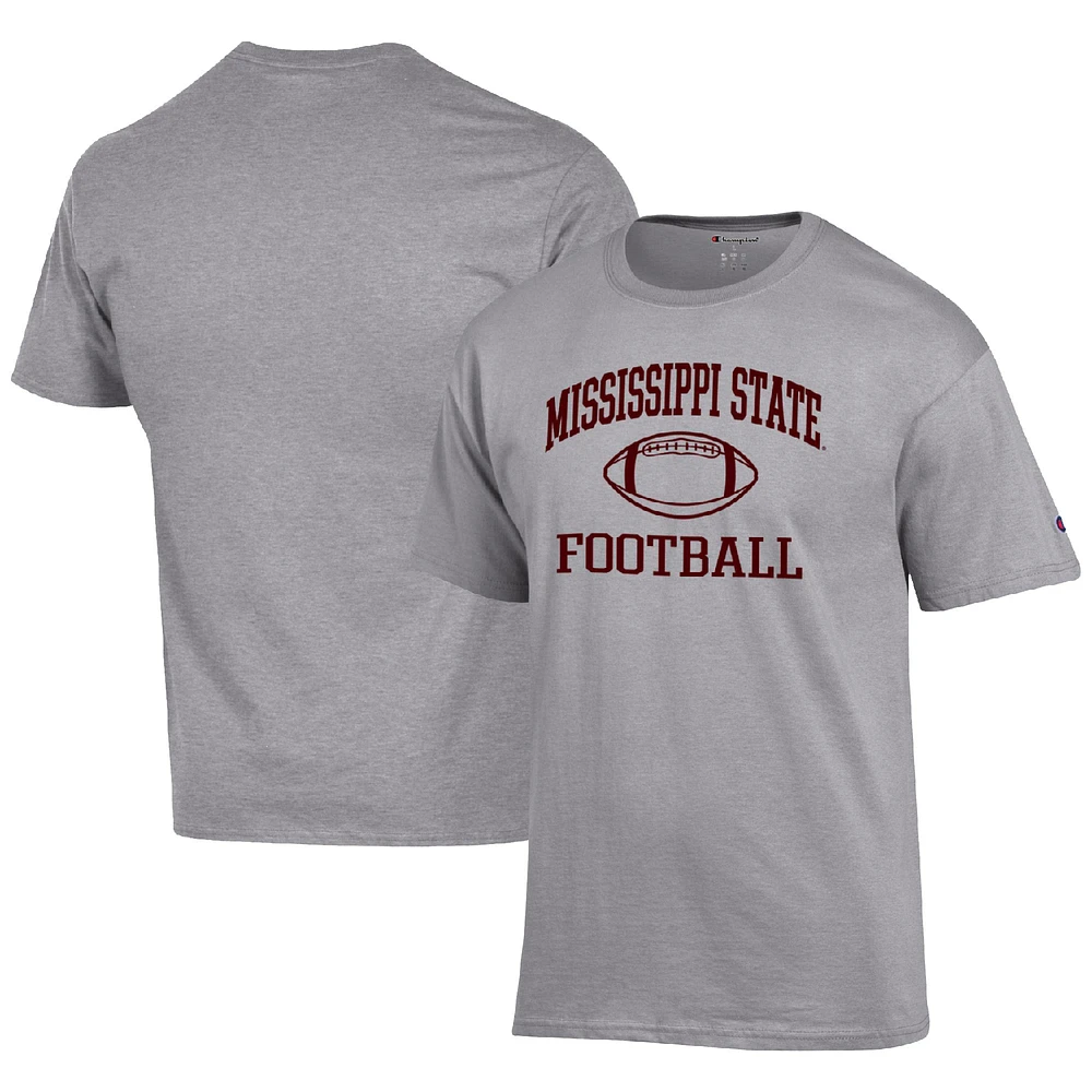 Men's Champion Heather Gray Mississippi State Bulldogs Football Icon T-Shirt