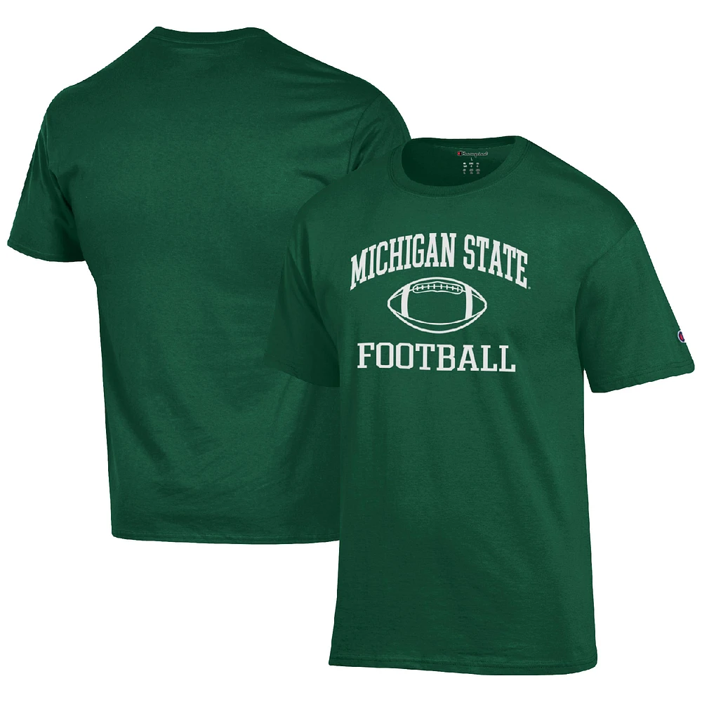 Men's Champion Green Michigan State Spartans Football Icon T-Shirt