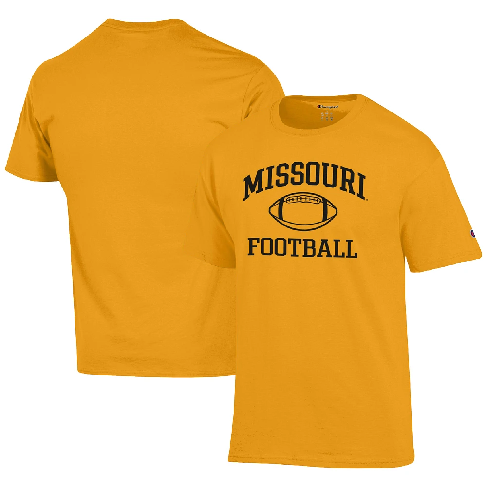 Men's Champion Gold Missouri Tigers Football Icon T-Shirt
