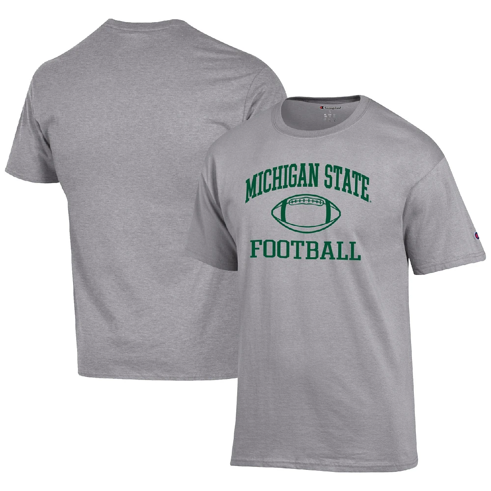 Men's Champion Heather Gray Michigan State Spartans Football Icon T-Shirt