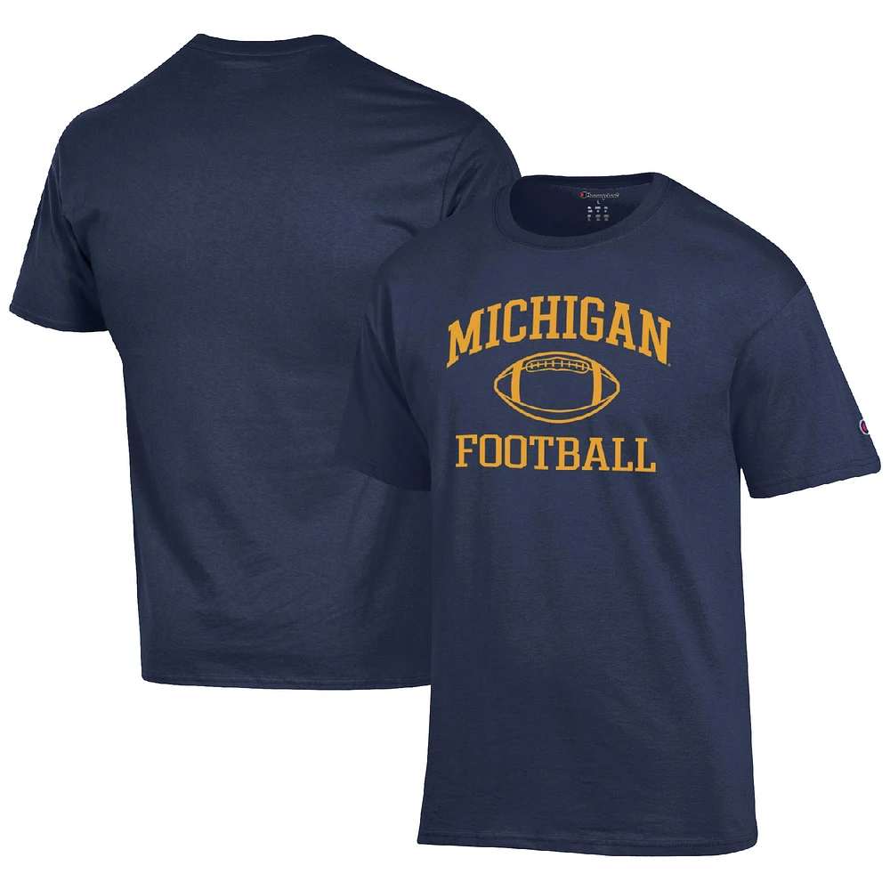 Men's Champion Navy Michigan Wolverines Football Icon T-Shirt
