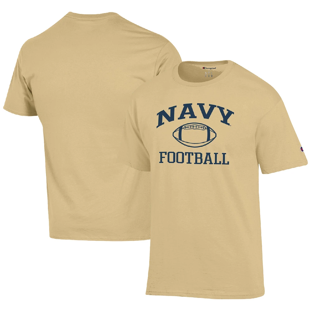 Men's Champion Gold Navy Midshipmen Football Icon T-Shirt