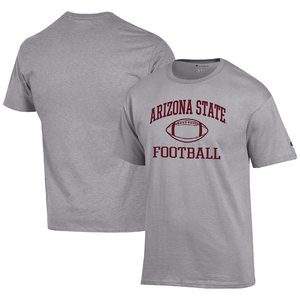 Men's Champion Heather Gray Arizona State Sun Devils Football Icon T-Shirt