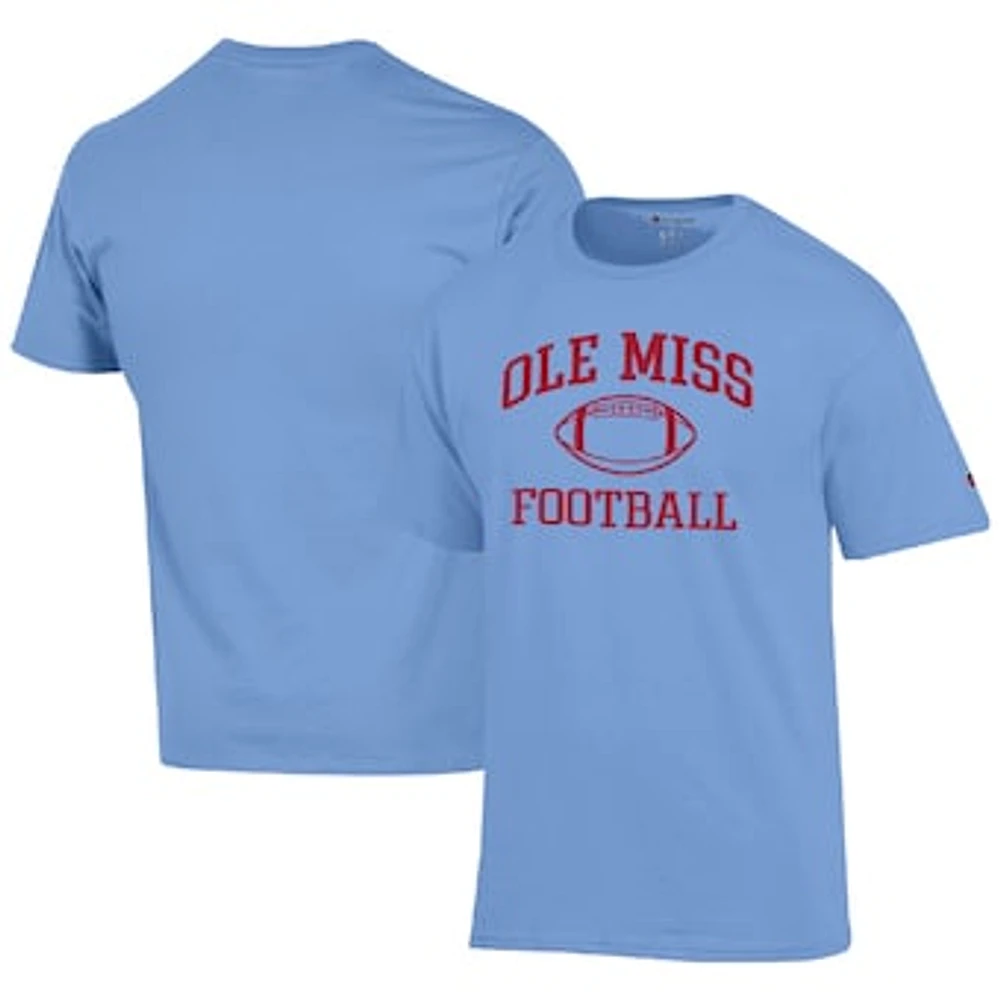 Men's Champion Powder Blue Ole Miss Rebels Football Icon T-Shirt