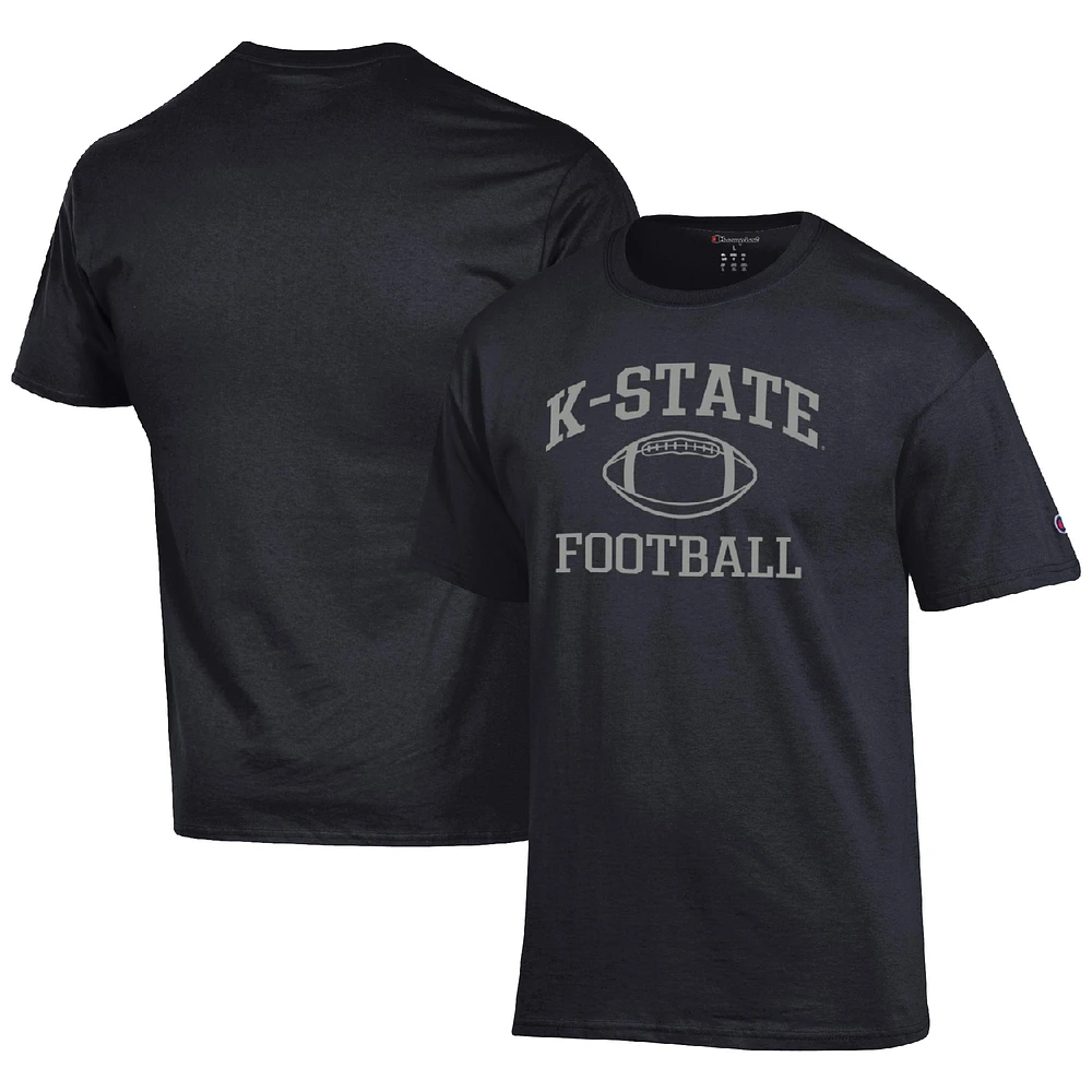 Men's Champion Black Kansas State Wildcats Football Icon T-Shirt