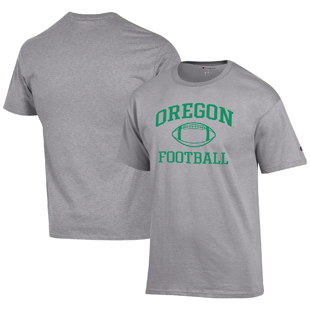 Men's Champion Heather Gray Oregon Ducks Football Icon T-Shirt