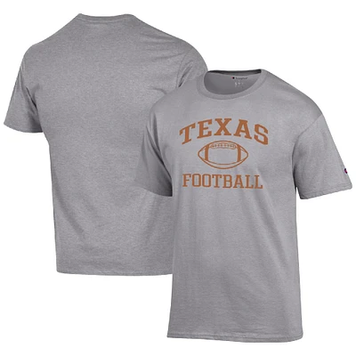 Men's Champion Heather Gray Texas Longhorns Football Icon T-Shirt
