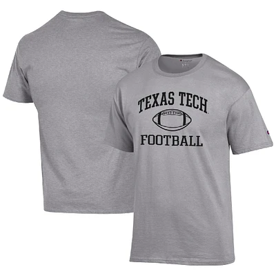 Men's Champion Heather Gray Texas Tech Red Raiders Football Icon T-Shirt