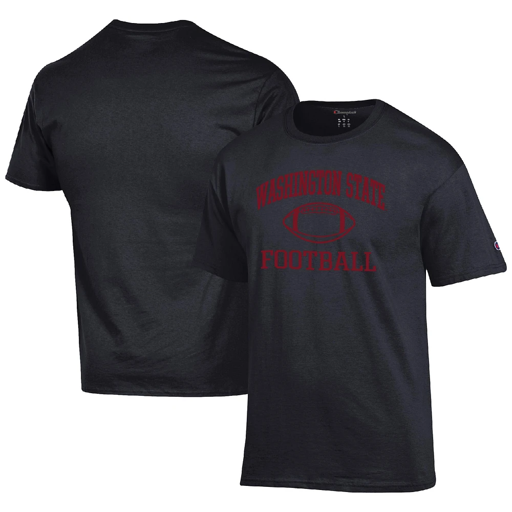 Men's Champion Black Washington State Cougars Football Icon T-Shirt