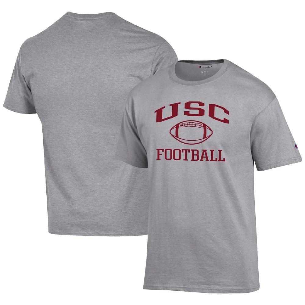 Men's Champion Heather Gray USC Trojans Football Icon T-Shirt
