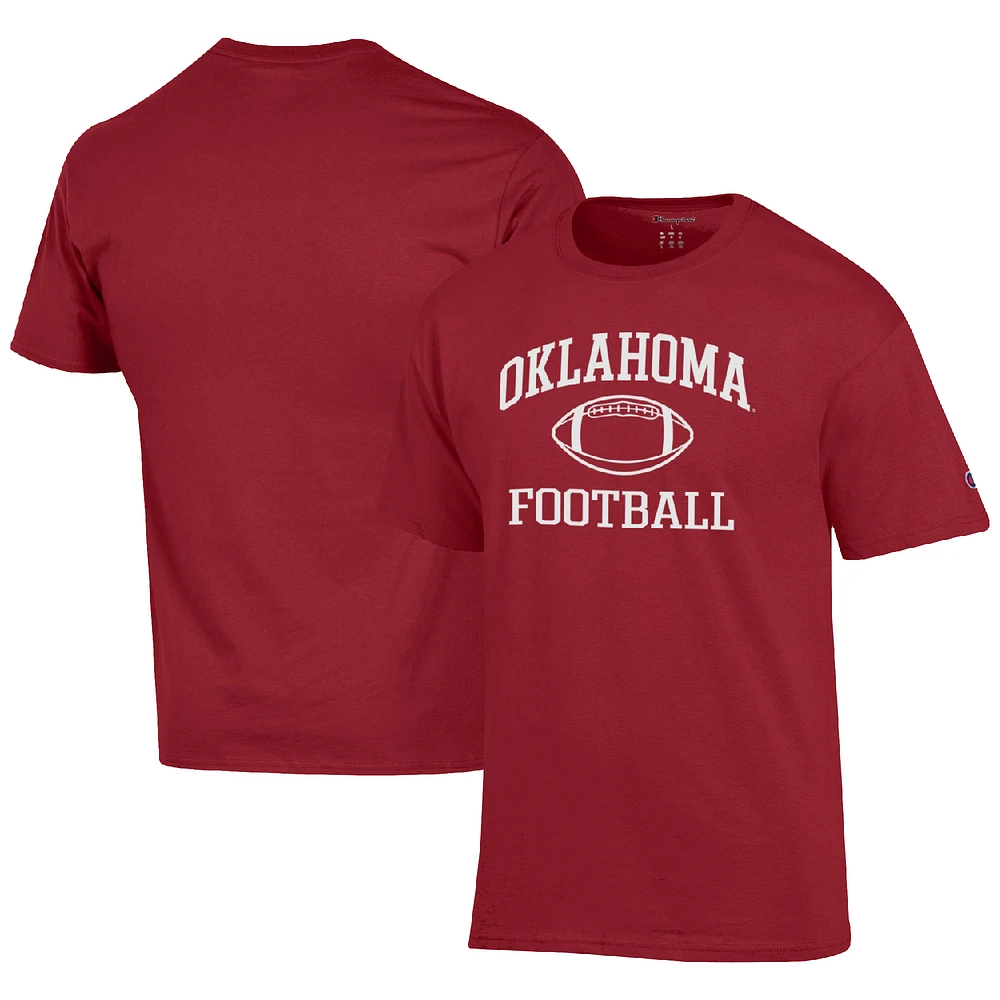 Men's Champion Crimson Oklahoma Sooners Football Icon T-Shirt