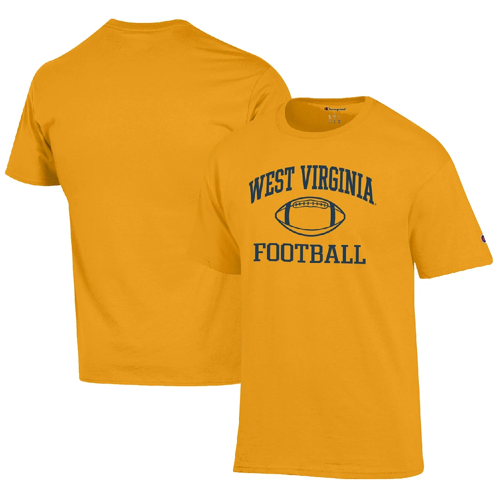 Men's Champion Gold West Virginia Mountaineers Football Icon T-Shirt