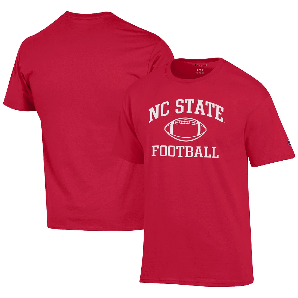 Men's Champion Red NC State Wolfpack Football Icon T-Shirt