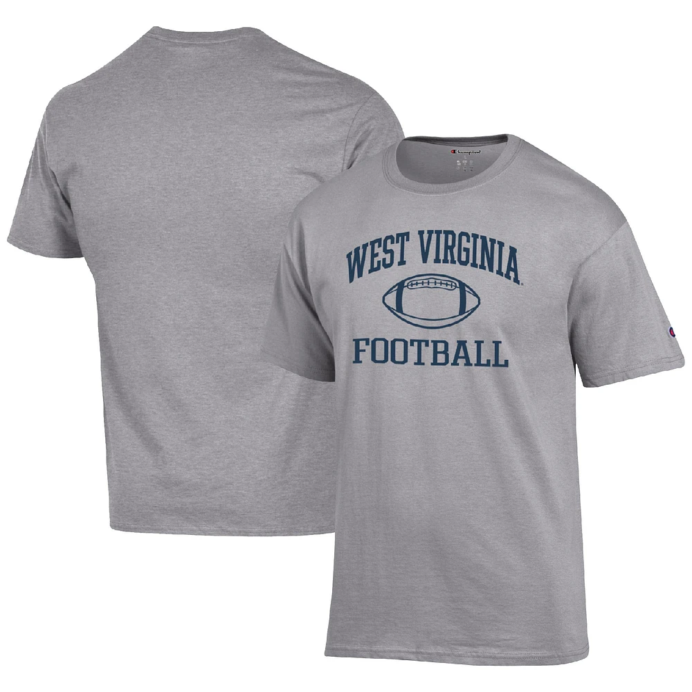 Men's Champion Heather Gray West Virginia Mountaineers Football Icon T-Shirt