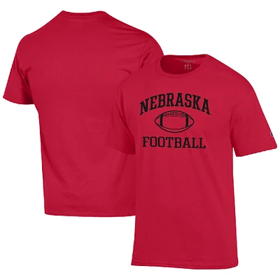 Men's Champion Scarlet Nebraska Huskers Football Icon T-Shirt