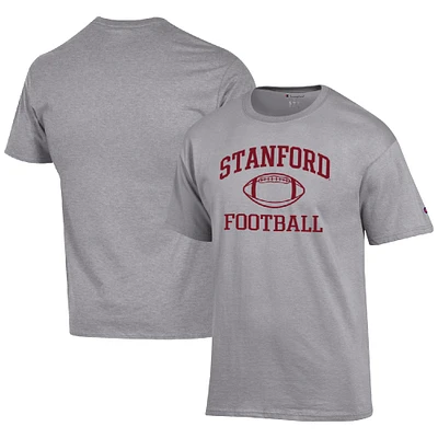 Men's Champion Heather Gray Stanford Cardinal Football Icon  T-Shirt