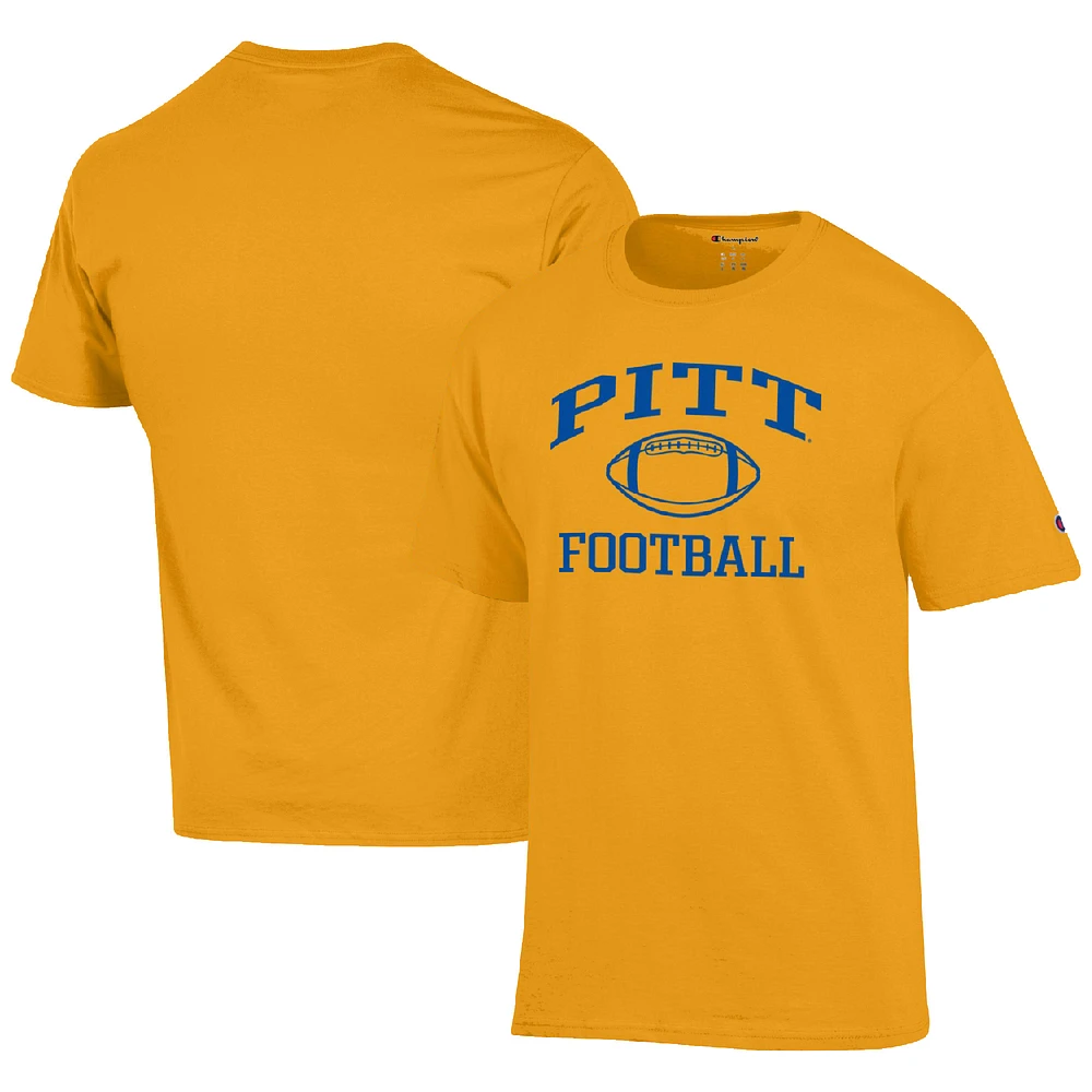 Men's Champion Gold Pitt Panthers Football Icon T-Shirt