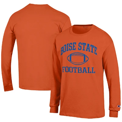 Men's Champion Orange Boise State Broncos Football Icon Long Sleeve T-Shirt