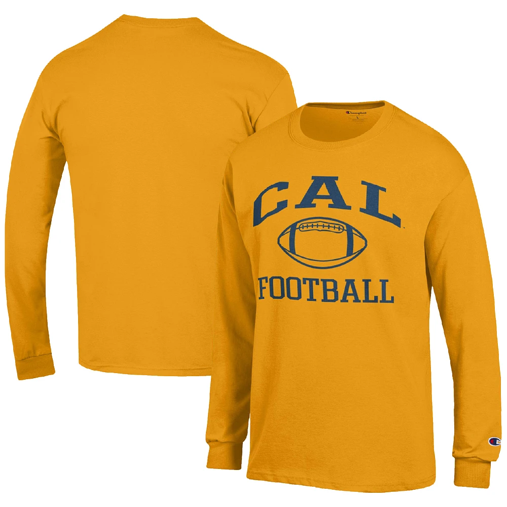 Men's Champion Gold Cal Bears Football Icon Long Sleeve T-Shirt