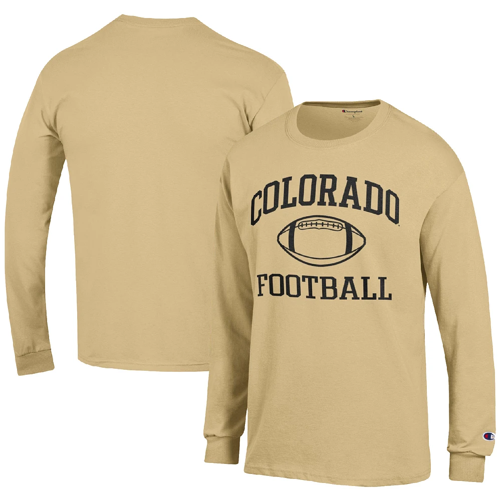 Men's Champion Gold Colorado Buffaloes Football Icon Long Sleeve T-Shirt