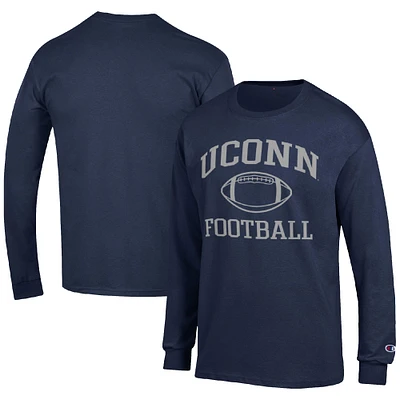 Men's Champion Navy UConn Huskies Football Icon Long Sleeve T-Shirt