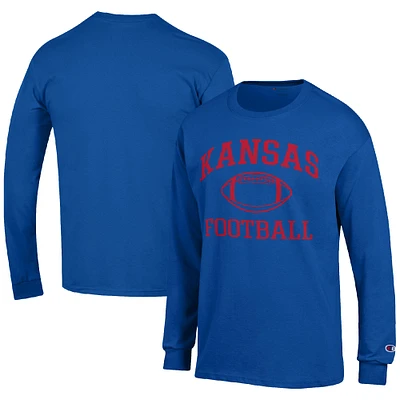 Men's Champion Royal Kansas Jayhawks Football Icon Long Sleeve T-Shirt