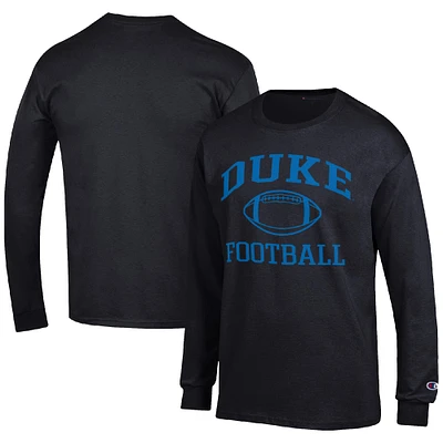 Men's Champion Black Duke Blue Devils Football Icon Long Sleeve T-Shirt