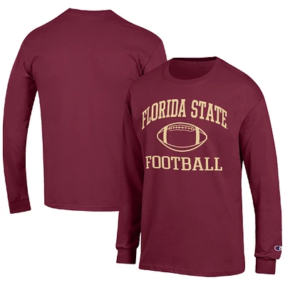 Men's Champion Garnet Florida State Seminoles Football Icon Long Sleeve T-Shirt