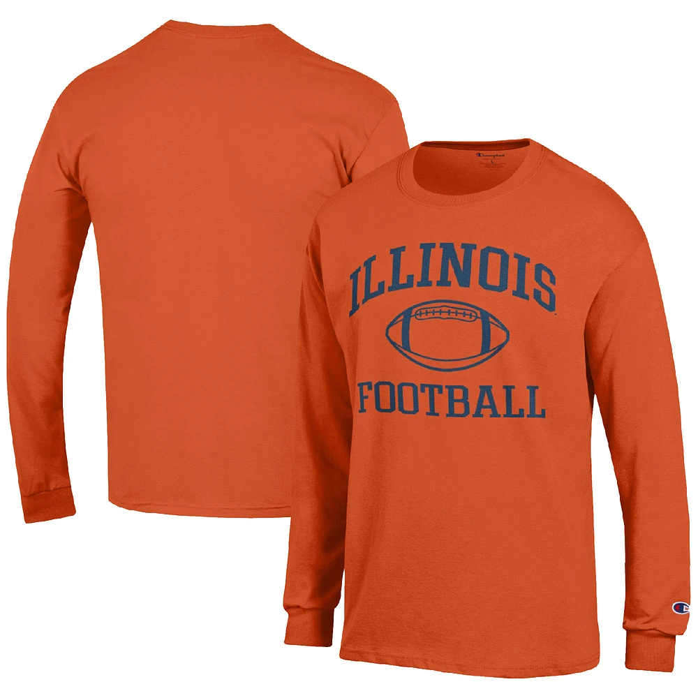 Men's Champion Orange Illinois Fighting Illini Football Icon Long Sleeve T-Shirt