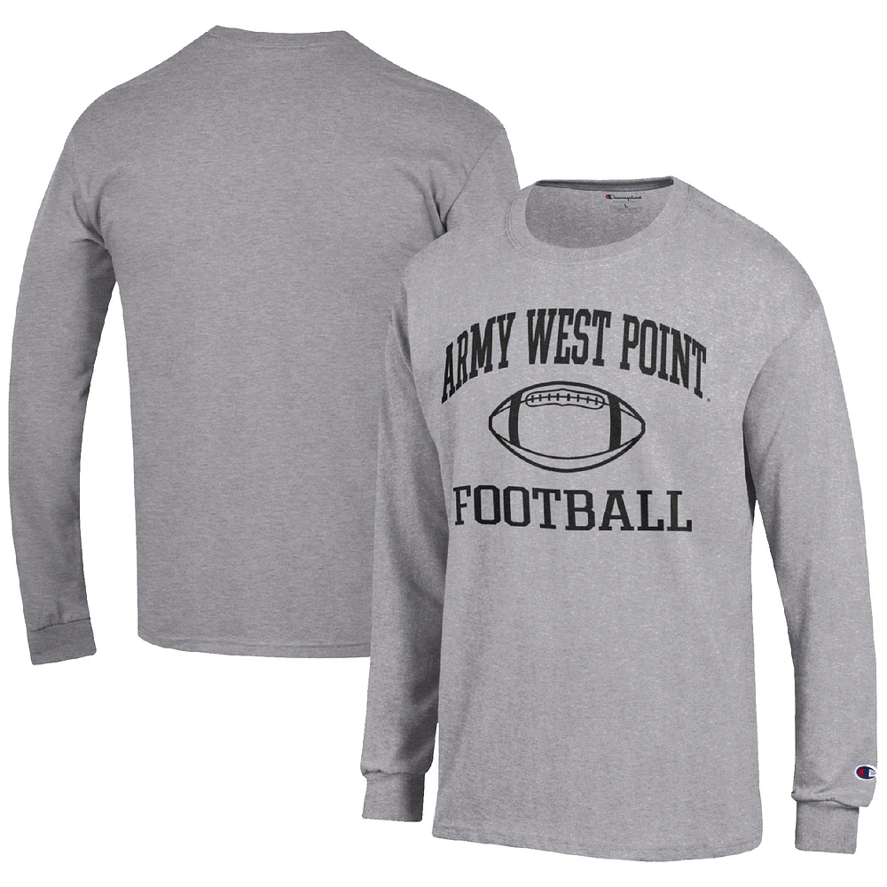 Men's Champion Heather Gray Army Black Knights Football Icon Long Sleeve T-Shirt