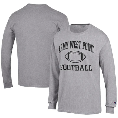 Men's Champion Heather Gray Army Black Knights Football Icon Long Sleeve T-Shirt