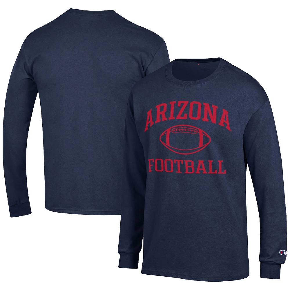 Men's Champion Navy Arizona Wildcats Football Icon Long Sleeve T-Shirt