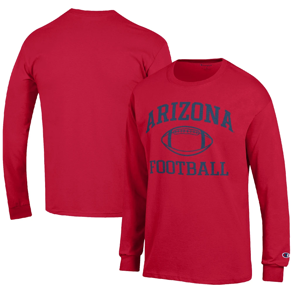 Men's Champion Red Arizona Wildcats Football Icon Long Sleeve T-Shirt