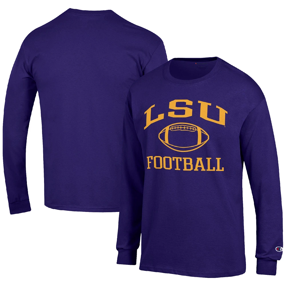 Men's Champion Purple LSU Tigers Football Icon Long Sleeve T-Shirt