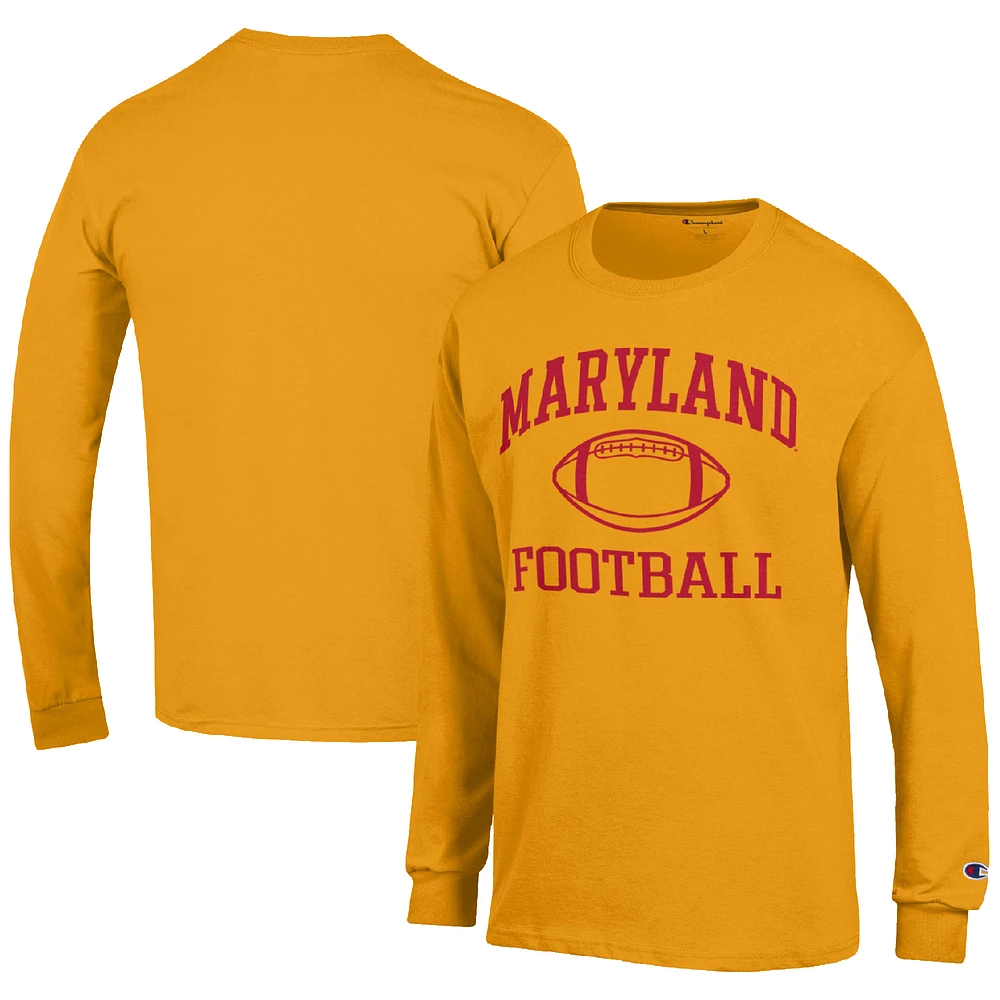 Men's Champion Gold Maryland Terrapins Football Icon Long Sleeve T-Shirt