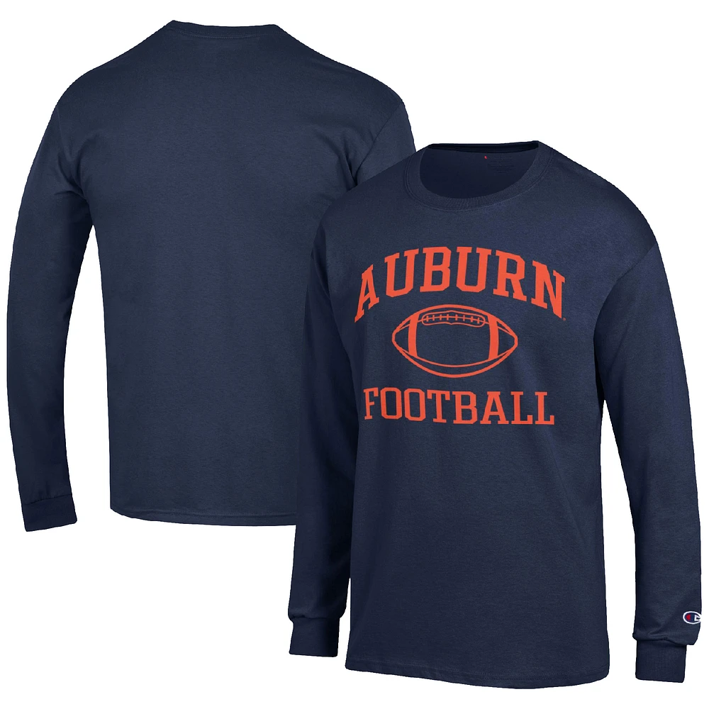 Men's Champion Navy Auburn Tigers Football Icon Long Sleeve T-Shirt