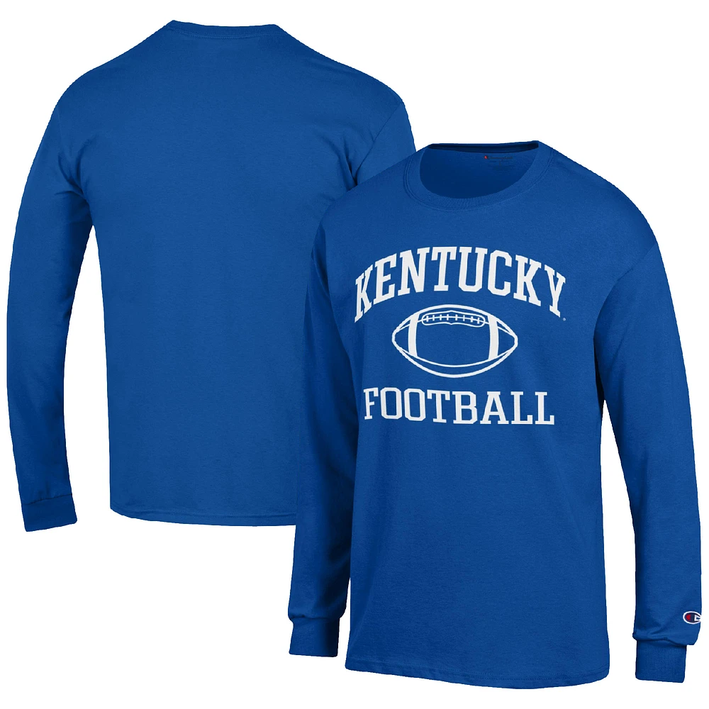 Men's Champion Royal Kentucky Wildcats Football Icon Long Sleeve T-Shirt