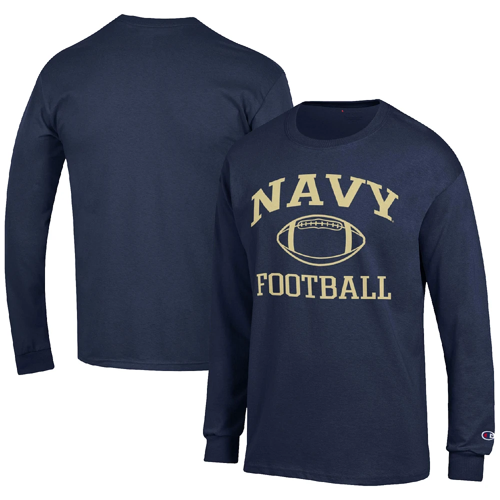 Men's Champion Navy Midshipmen Football Icon Long Sleeve T-Shirt