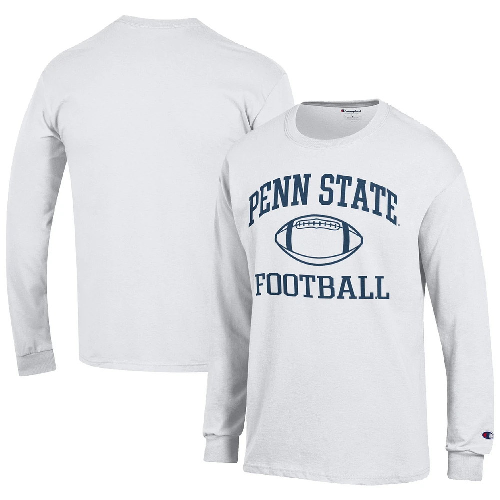 Men's Champion White Penn State Nittany Lions Football Icon Long Sleeve T-Shirt