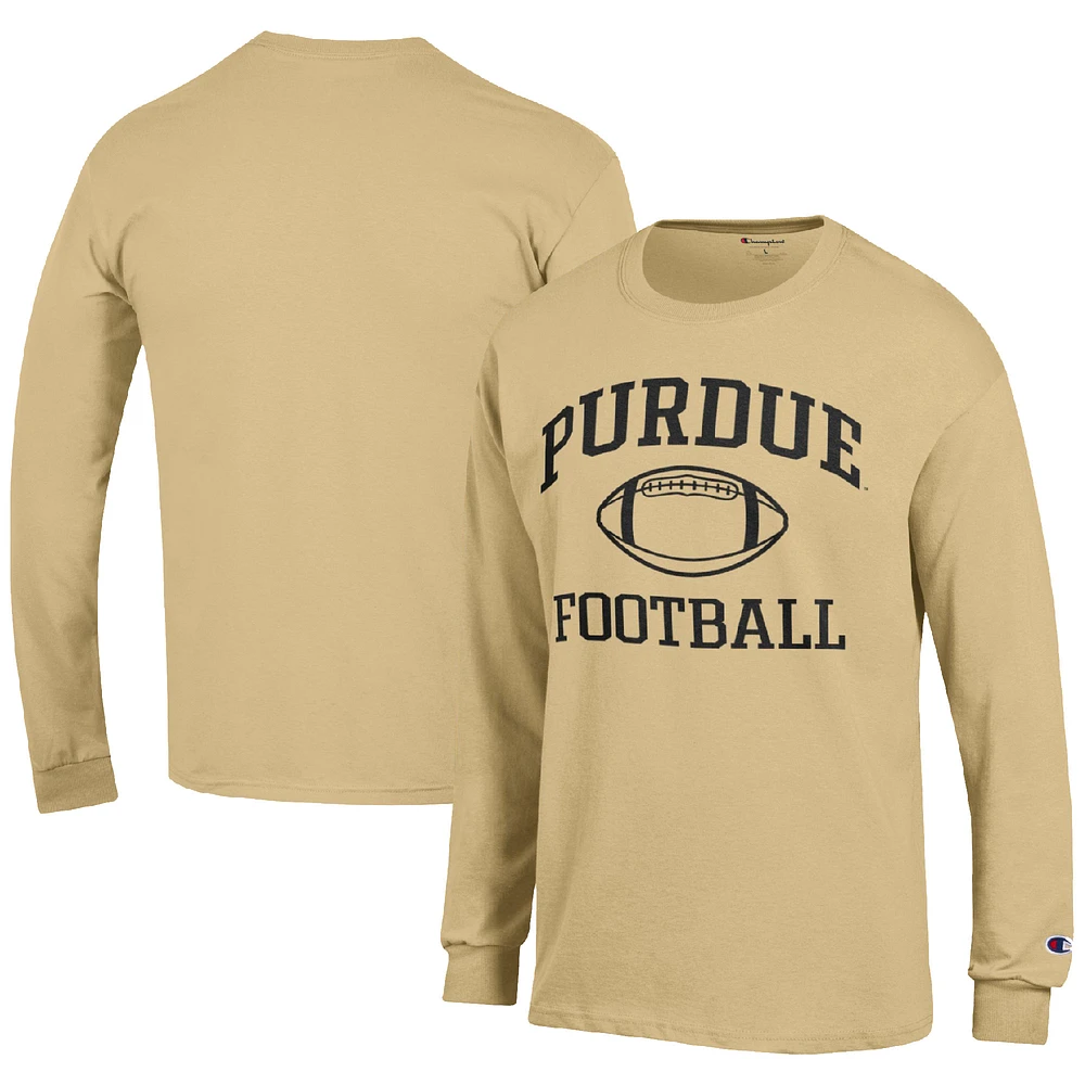 Men's Champion Gold Purdue Boilermakers Football Icon Long Sleeve T-Shirt