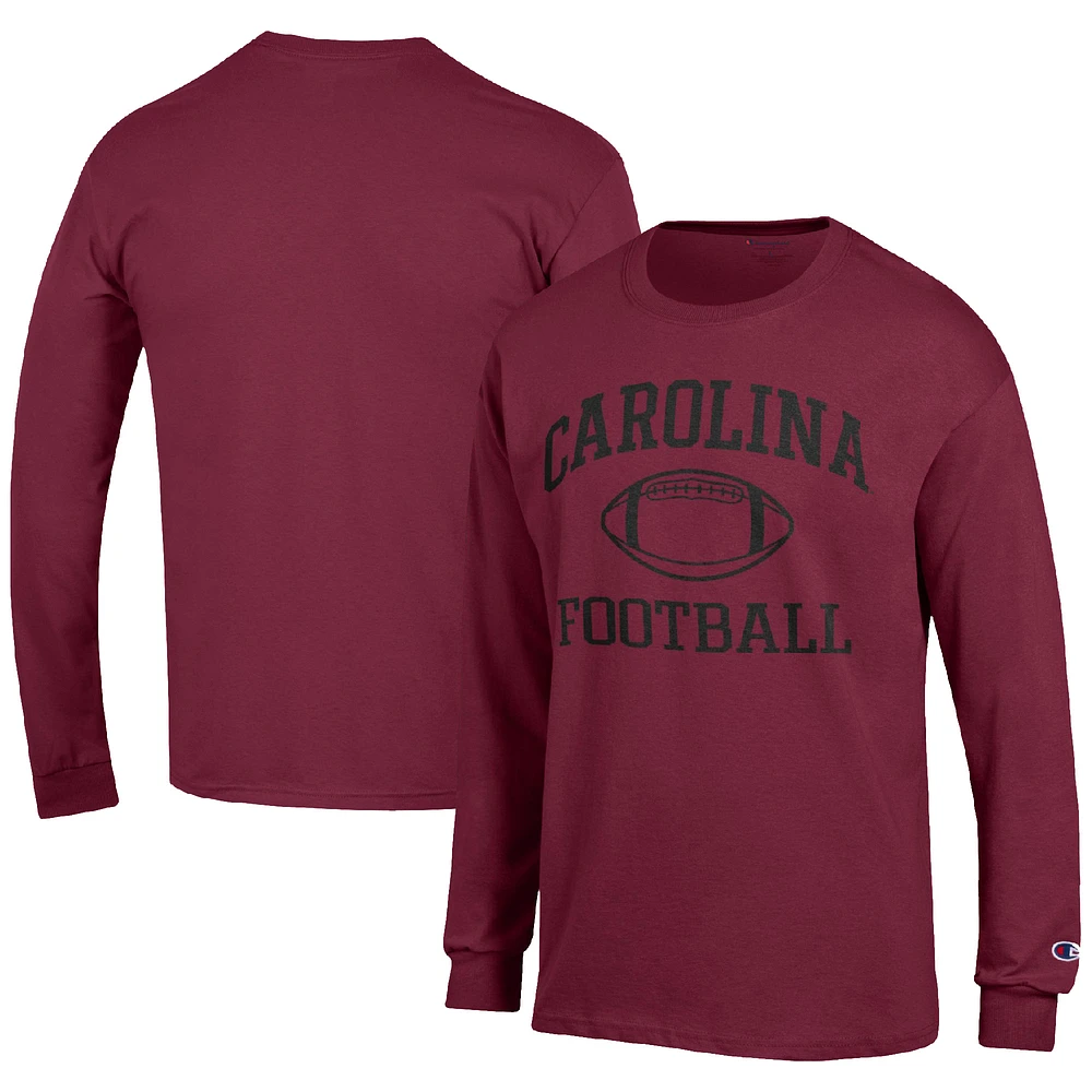 Men's Champion Garnet South Carolina Gamecocks Football Icon Long Sleeve T-Shirt