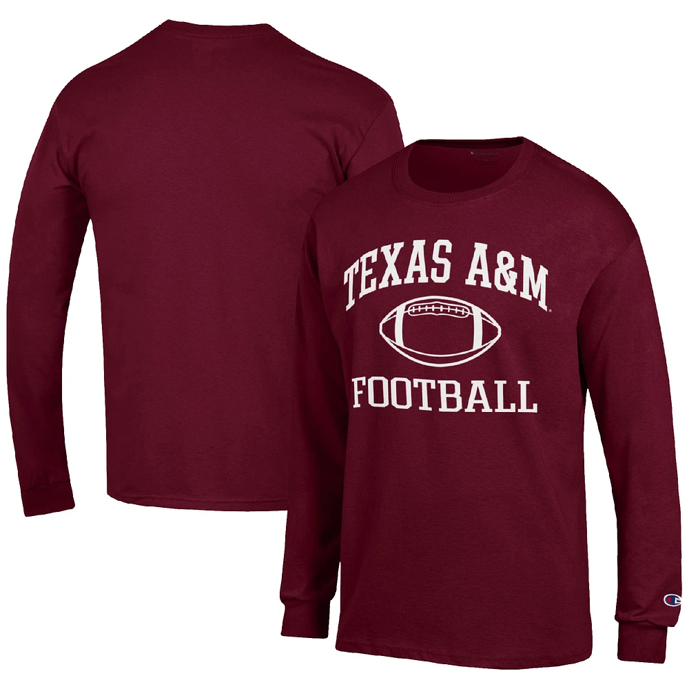 Men's Champion Maroon Texas A&M Aggies Football Icon Long Sleeve T-Shirt