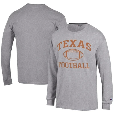 Men's Champion Heather Gray Texas Longhorns Football Icon Long Sleeve T-Shirt