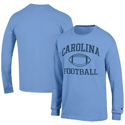 Men's Champion Carolina Blue North Tar Heels Football Icon Long Sleeve T-Shirt
