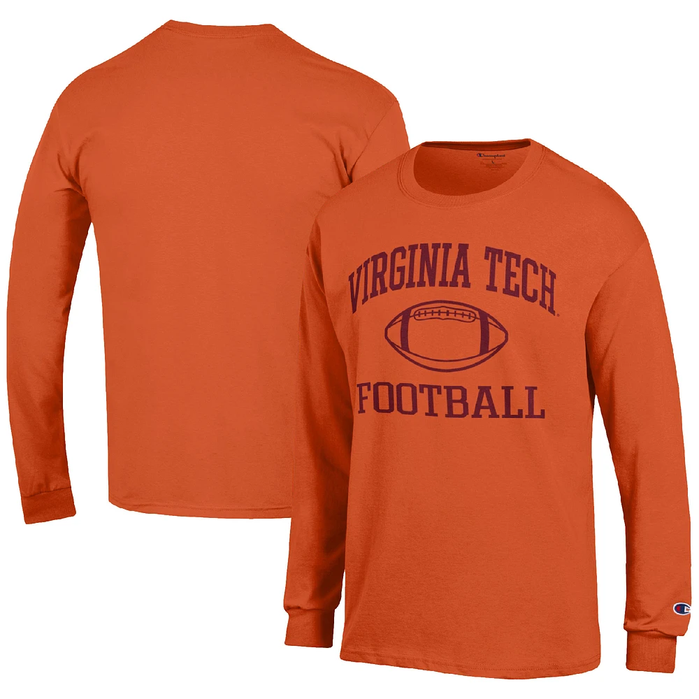 Men's Champion Orange Virginia Tech Hokies Football Icon Long Sleeve T-Shirt