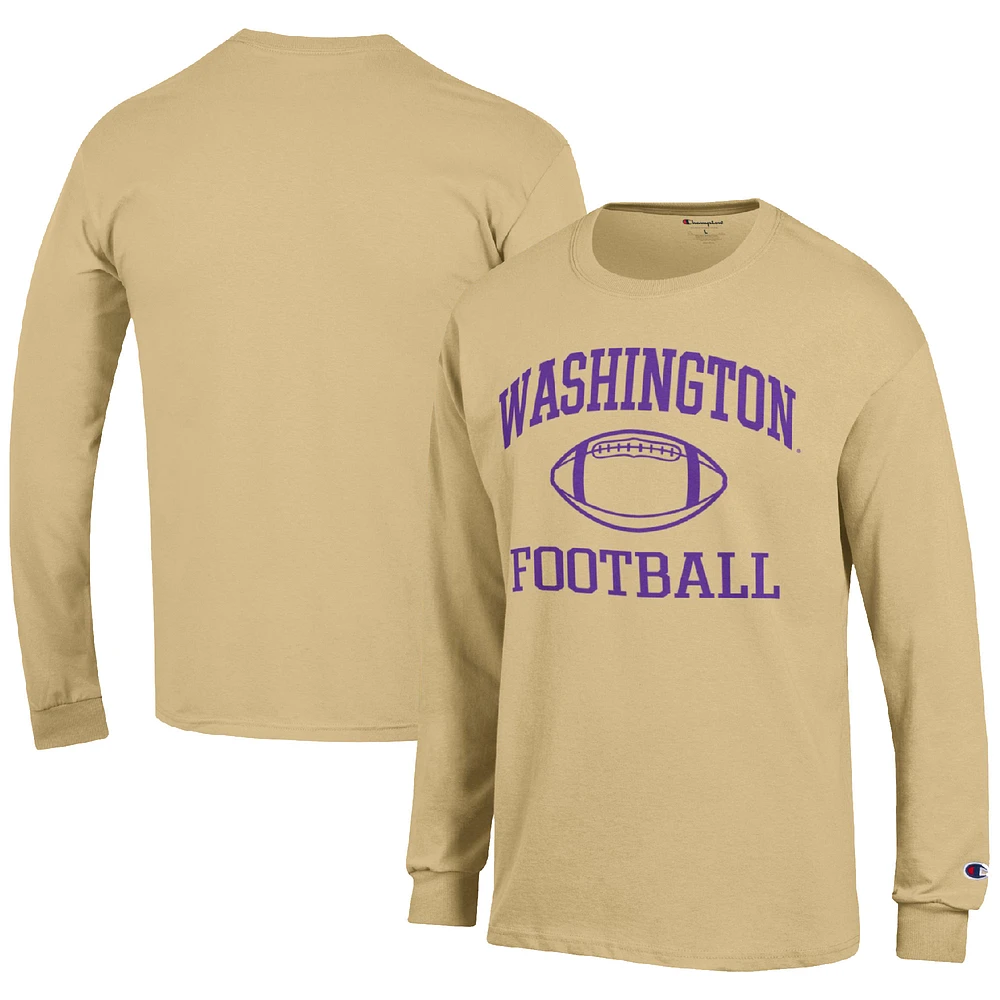 Men's Champion Gold Washington Huskies Football Icon Long Sleeve T-Shirt